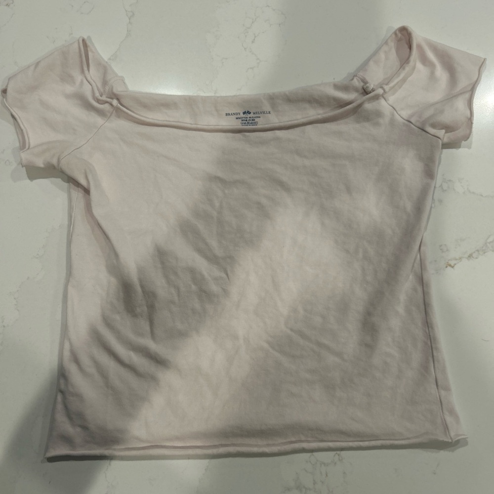 Brandy Melville Light Pink Off-Shoulder Tee